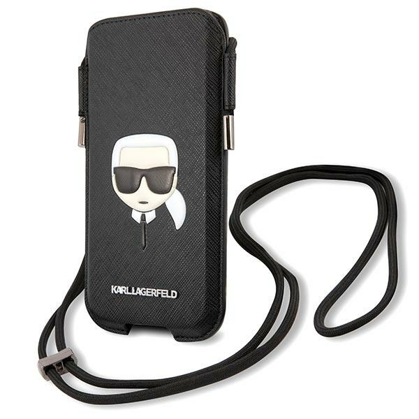 KARL LAGERFELD Sac à main Apple iPhone 13 13 Pro Saffiano Iconic Karl`s Head Black Hardcase